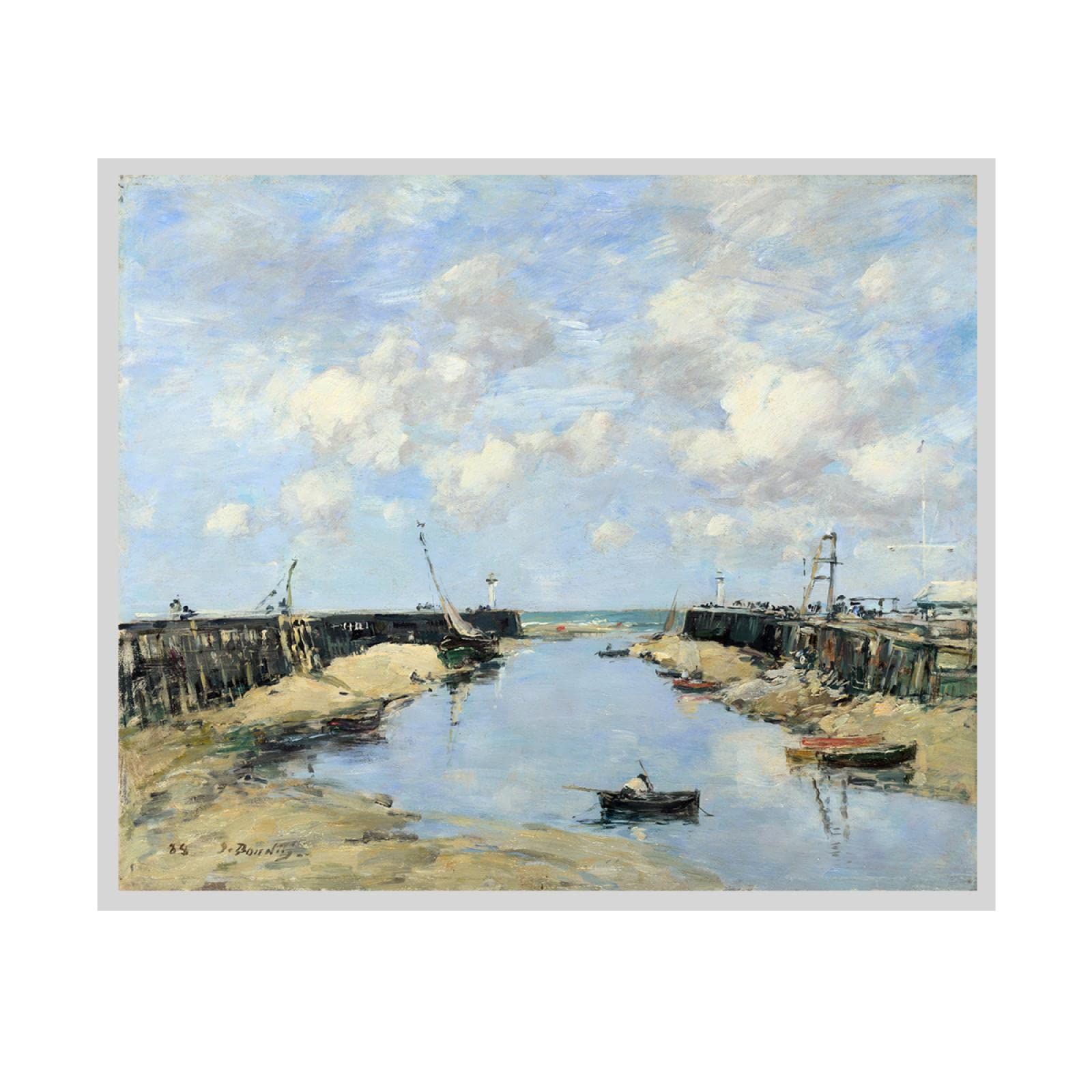 港の風景 油彩画 装飾フレーム付き Amazon.co.jp: 画家ユージーン・ブーダンによる水色の港の風景画